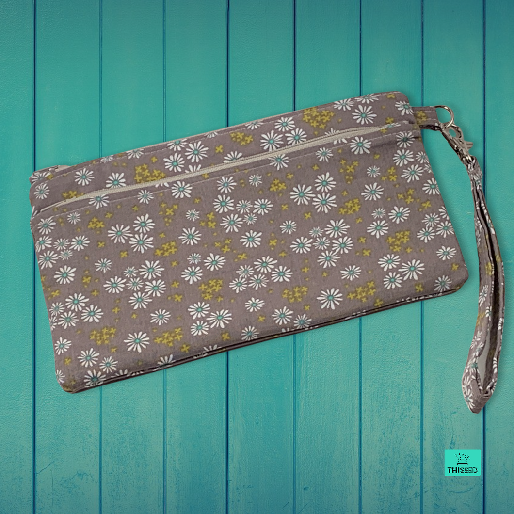 Double-zip Wristlet-Gray