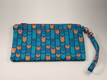 Load image into Gallery viewer, Double-zip Wristlet- Blue &amp; Gold
